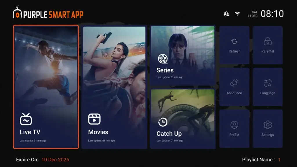 Purple Neu IPTV app screenshot