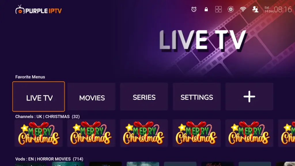 Purple Player IPTV app screenshot
