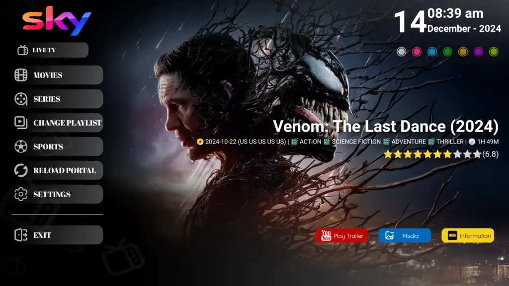 Sky IBO Player IPTV app screenshot