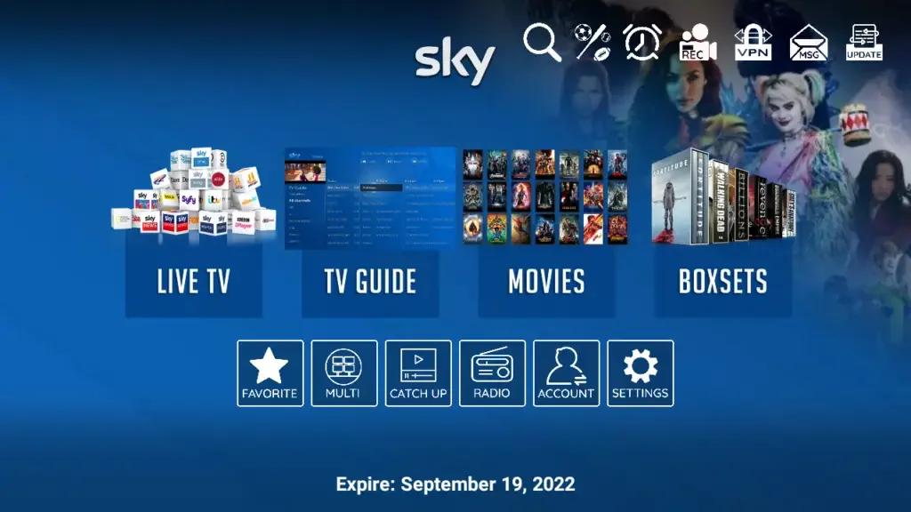 Sky XCIPTV IPTV app screenshot