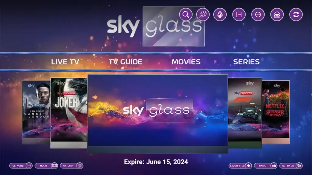 Sky Glass XCIPTV V3 IPTV app screenshot