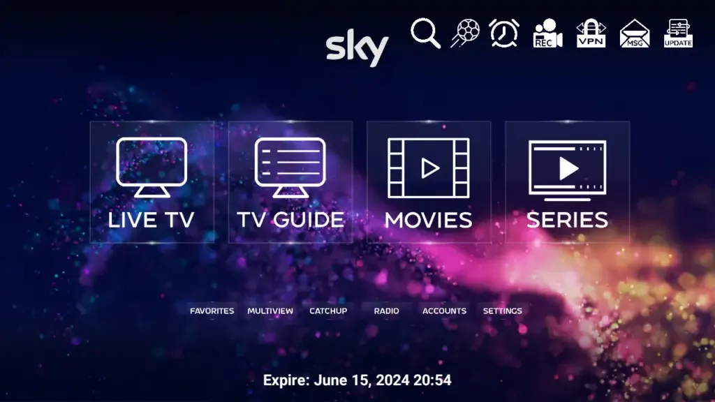 Sky Glass XCIPTV V2 IPTV app screenshot