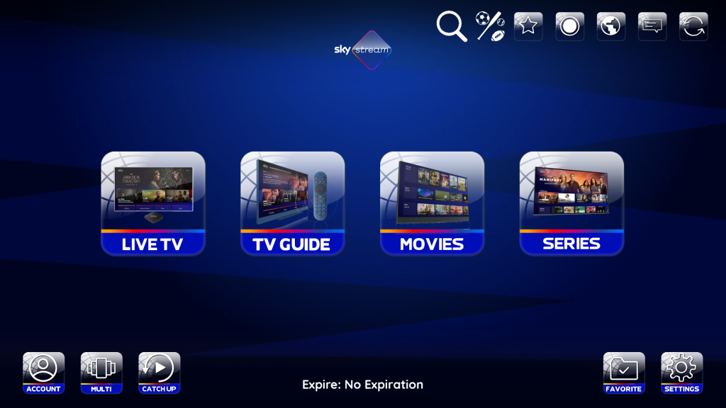 Sky Stream XCIPTV IPTV app screenshot