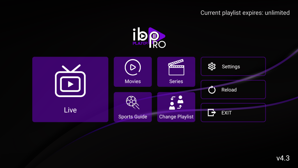 IBO Player v4.3 IPTV app screenshot