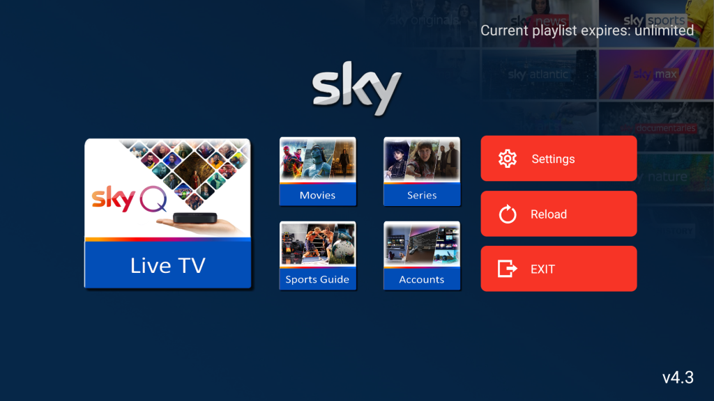 Sky Q IBO Player IPTV app screenshot